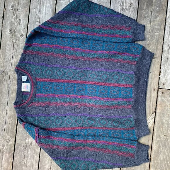 Vintage 1980s Riggins Coogi Style Knit Sweater Medium - Picture 5 of 11